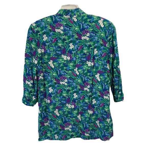 Vintage 80s Tropical Pantsuit Womens Ladies Sz 12 Office Blazer Jacket & Pants - Picture 10 of 16